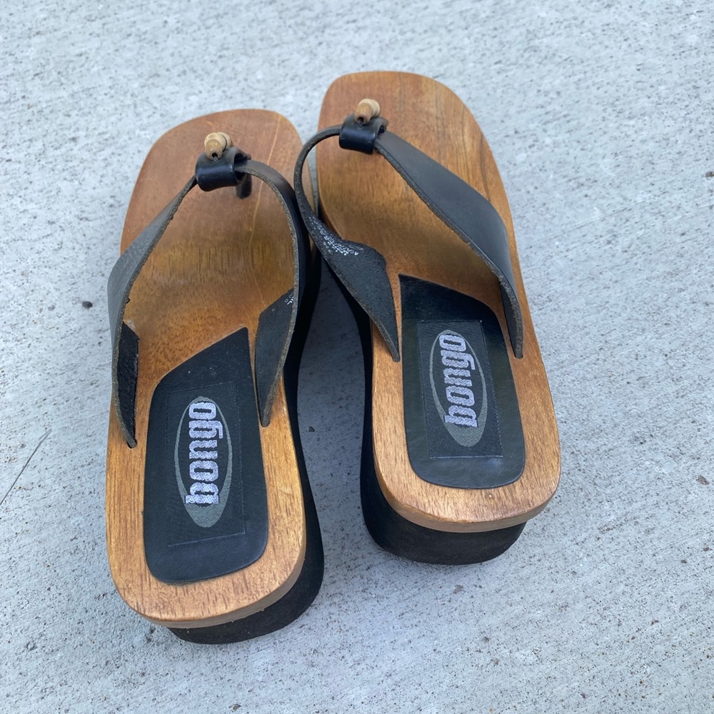 Vintage BONGO 90s wooden platform sandal - Picture 5 of 8